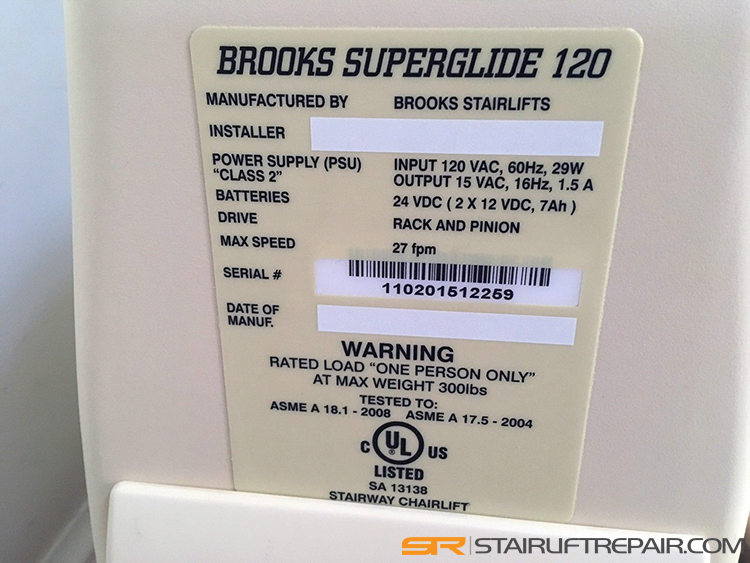 Brooks chairlift information label and lift data