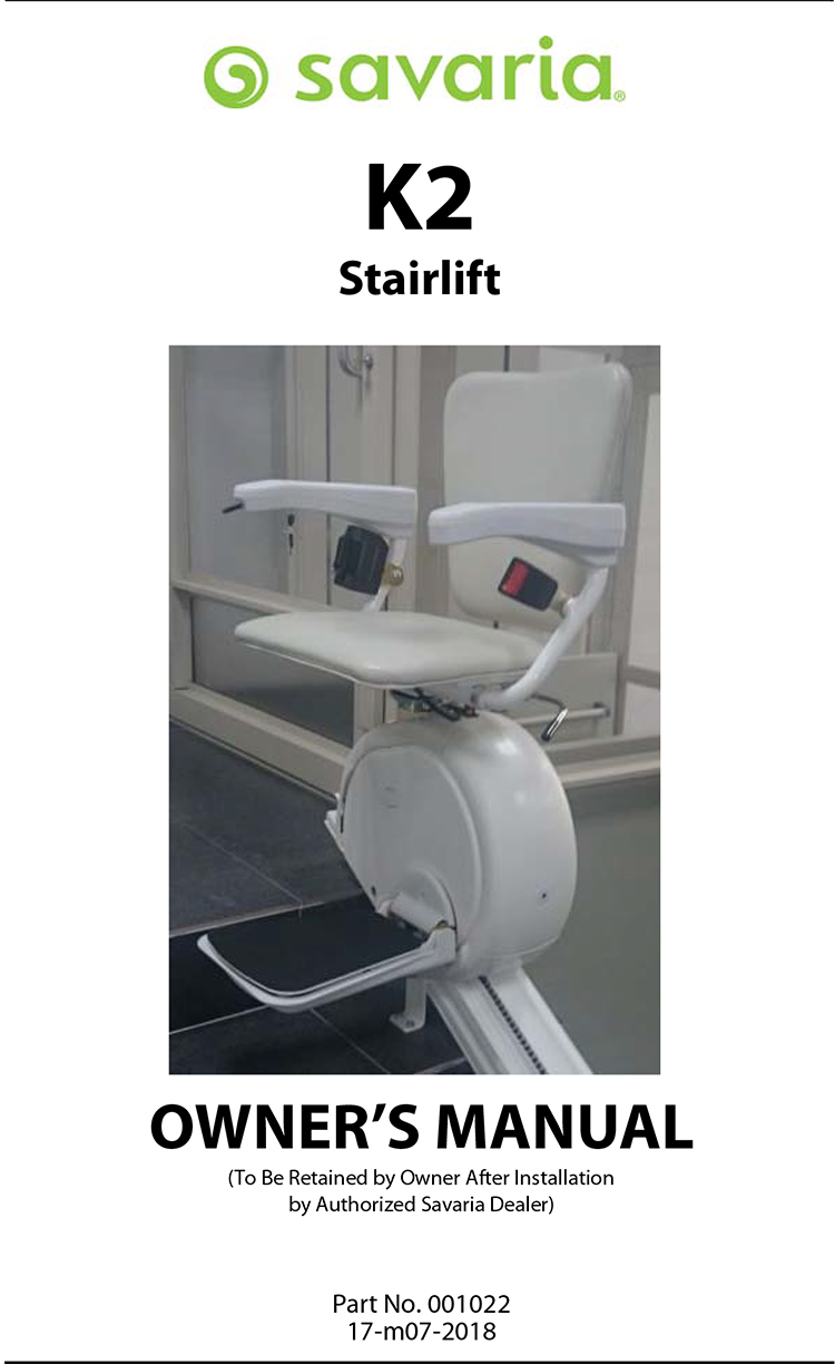 K2 Stairlift Owners Manual
