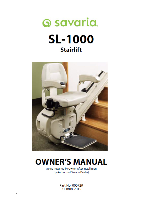 Savaria SL 1000 Owners manual