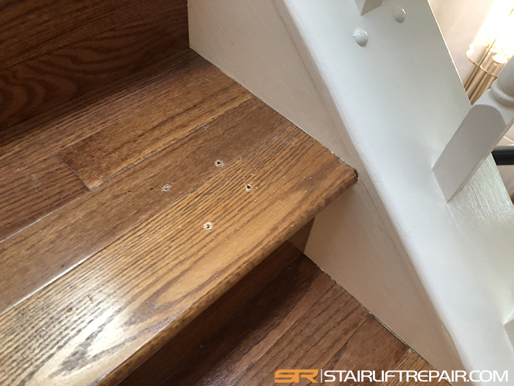 After removal on hardwood stairs
